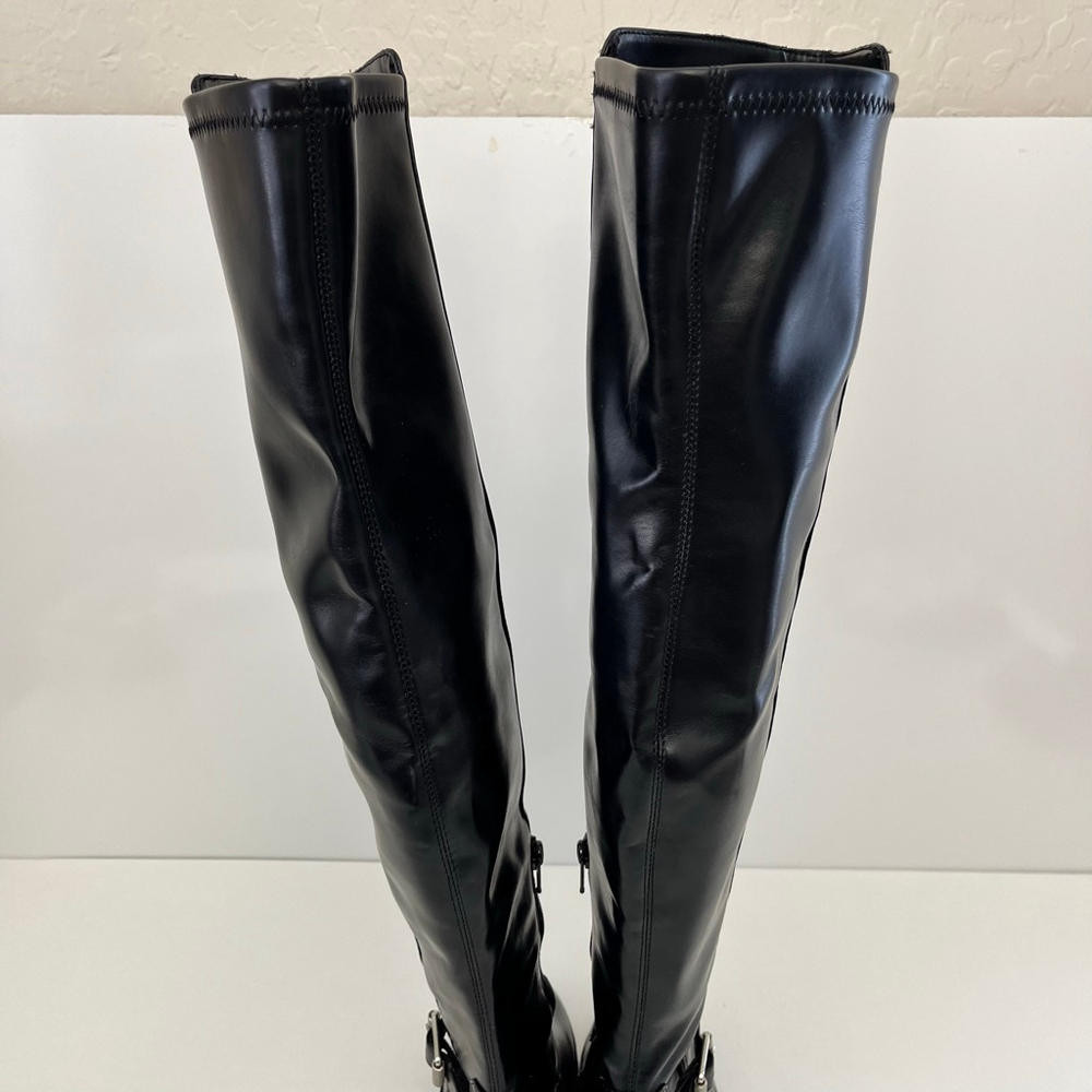 Black Over The Knee Boots Low Block Heel Buckle Riding Boots Size 5 DV Dolce Vit - Picture 8 of 17